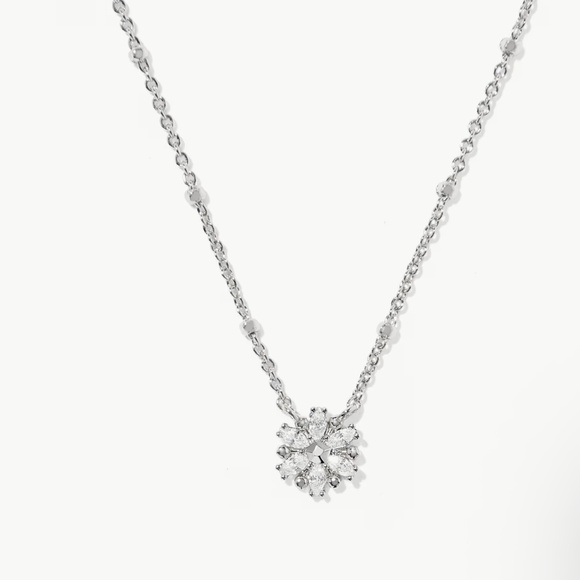 Kendra Scott Mylah Silver Short Pendant Necklace In White CZ - Picture 1 of 3